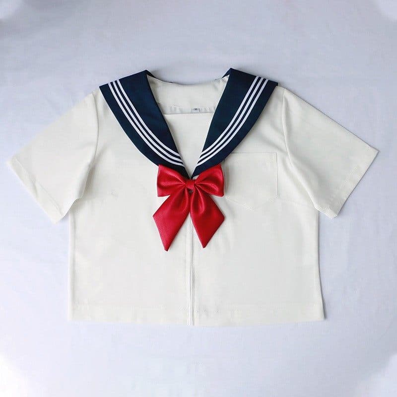 女装 正統派スクールスタイル半袖セーラー服上下セット