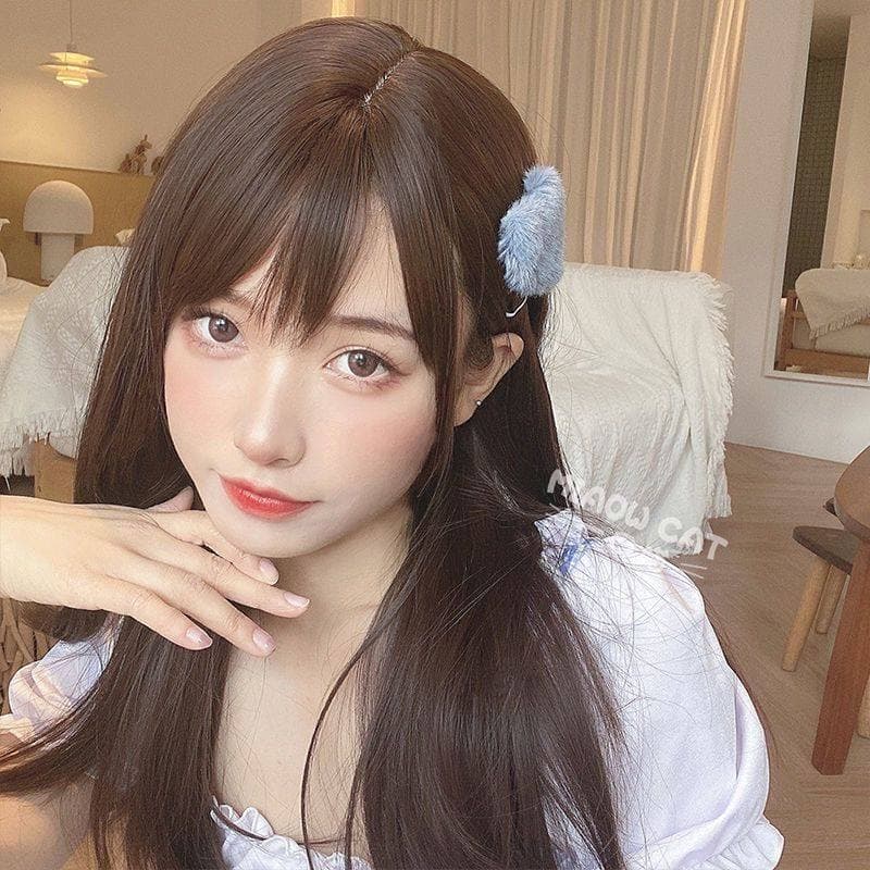 女装 清楚系ストレートロング前髪ぱっつんウィッグ