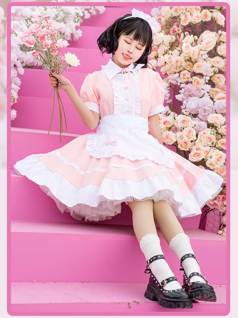 女装 夢見るお嬢様風フリルメイド服セット